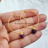 Genuine Ruby Earrings, Gold Electroplated Earrings, Red Stone Teardrop Earrings, Ruby Jewelry for women, July Birthstone